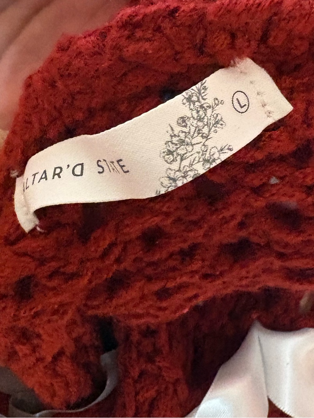Altard state Red Knit cardigan with Ribbon Detail
